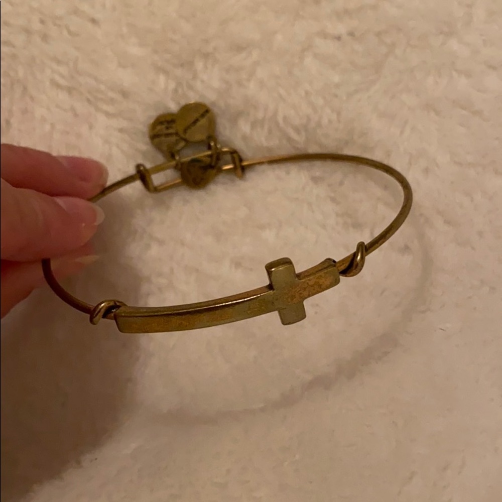 Gold Alex and ani cross bangle